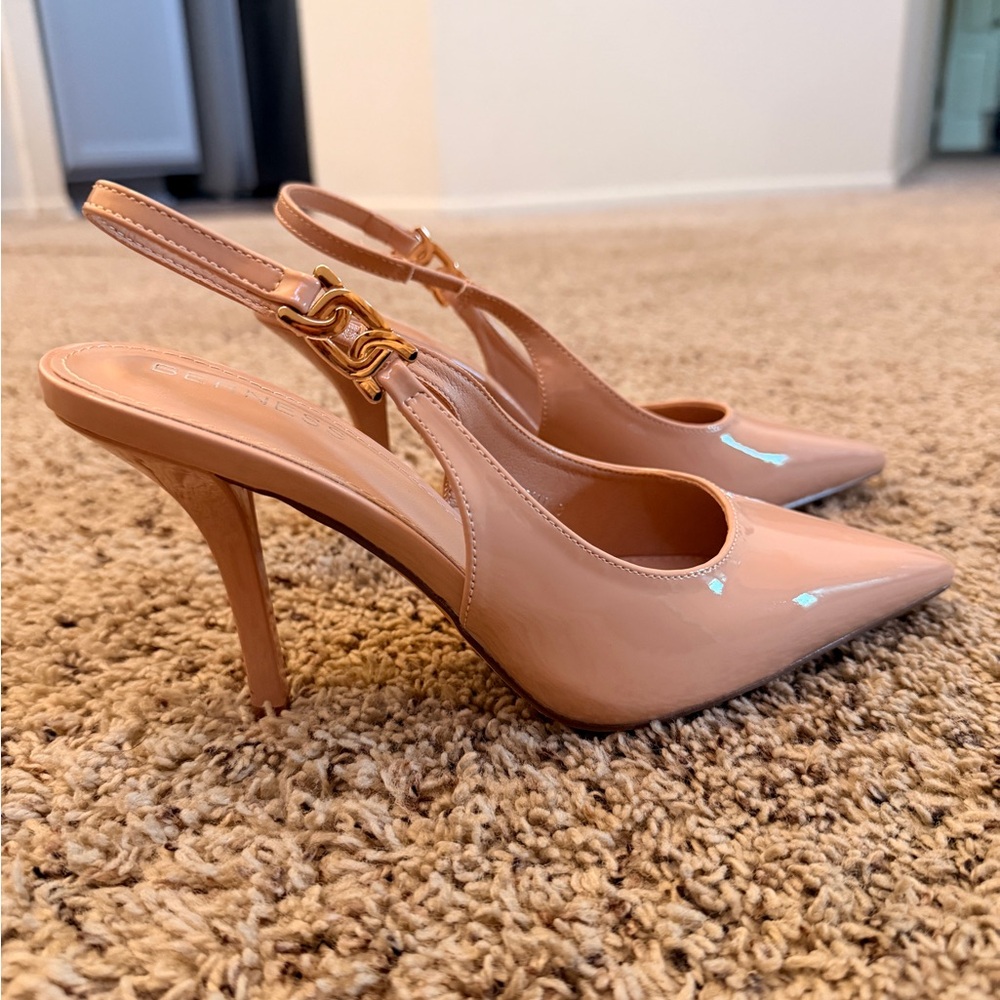 Chic Tan Slingback Heels - Picture 2 of 7
